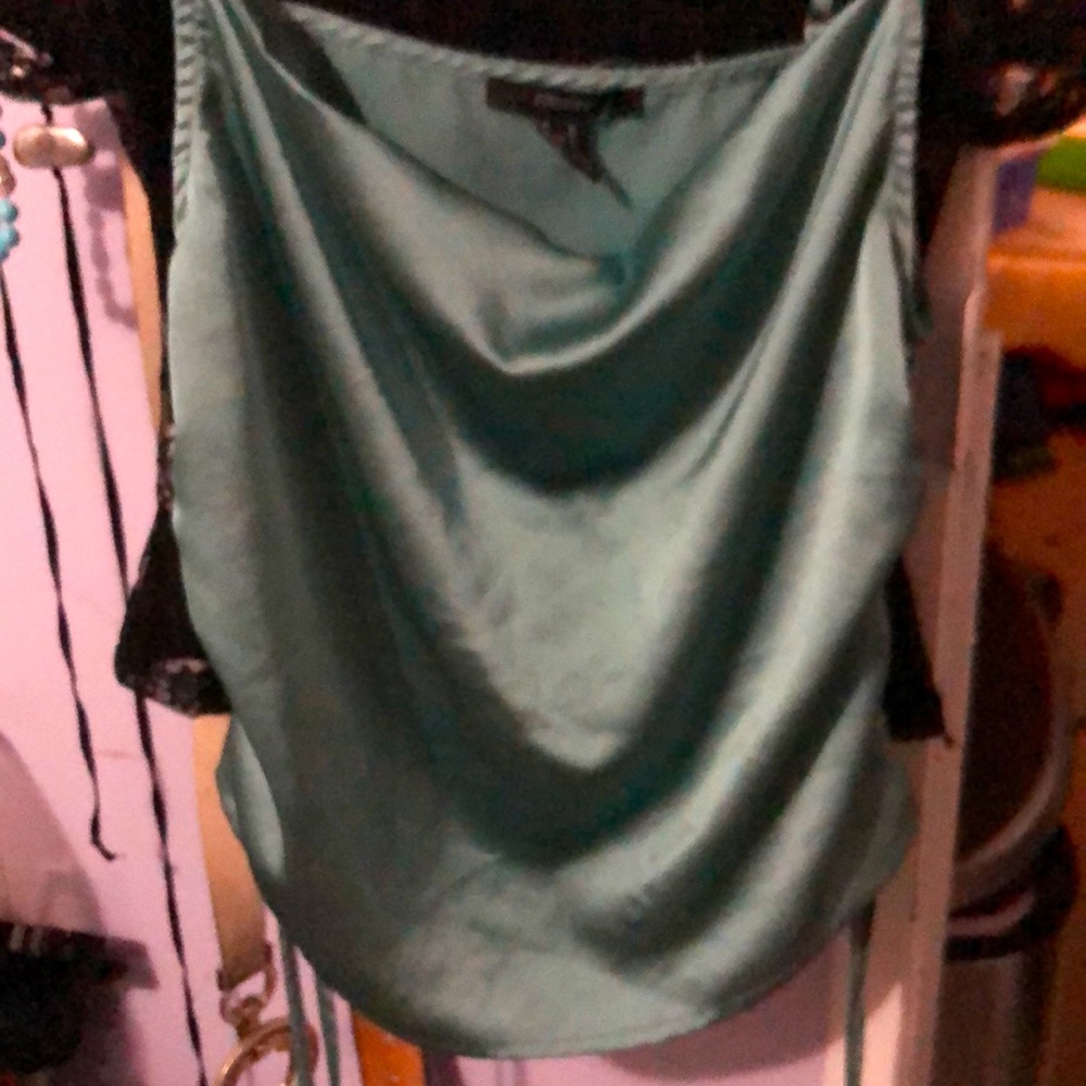 Green silky sexy top